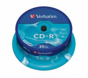 VERBATIM / CD-R lemez, 700MB, 52x, 25 db, hengeren, VERBATIM 