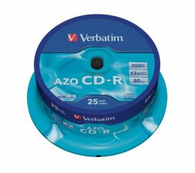 VERBATIM / CD-R lemez, Crystal bevonat, AZO, 700MB, 52x, 25 db, hengeren VERBATIM 