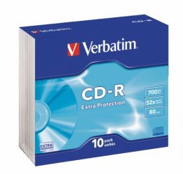 VERBATIM / CD-R lemez, 700MB, 52x, 10 db, vkony tok, VERBATIM 