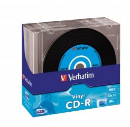 VERBATIM / CD-R lemez, bakelit lemez-szer fellet, AZO, 700MB, 52x, 10 db, vkony tok, VERBATIM 