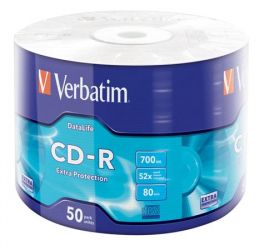 VERBATIM / CD-R lemez, 700MB, 52x, 50 db, zsugor csomagols, VERBATIM 