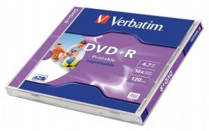 VERBATIM / DVD+R lemez, nyomtathat, matt, ID, 4,7GB, 16x, 1 db, norml tok, VERBATIM