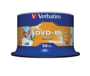 VERBATIM / DVD-R lemez, nyomtathat, matt, no-ID, 4,7GB, 16x, hengeren, VERBATIM