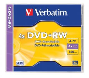 VERBATIM / DVD+RW lemez, jrarhat, 4,7GB, 4x, 1 db, norml tok, VERBATIM