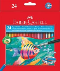 FABER-CASTELL / Akvarell ceruza kszlet, hatszglet, ecsettel, FABER-CASTELL, 24 klnbz szn