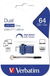VERBATIM / Pendrive, 64GB, USB 3.2+USB-C adapter, VERBATIM 