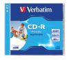 CD-R lemez, nyomtathat, matt, ID, AZO, 700MB, 52x, 1 db, norml tok, VERBATIM