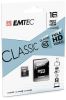 Memriakrtya, microSDHC, 16GB, CL10, 20/12 MB/s, adapter, EMTEC 